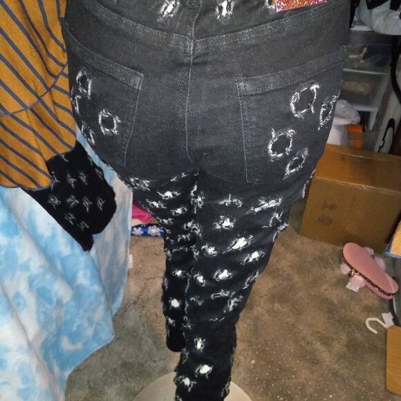 Purple Candy Hole Punch Skinny Jeans - Picture 6 of 8